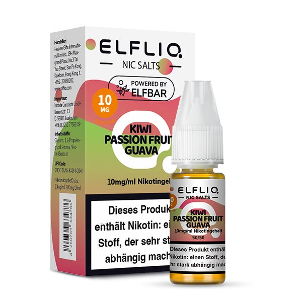 Elfbar ELFLIQ Nikotinsalz Liquid 10 ml Kiwi PassionFruit Guava 10 mg