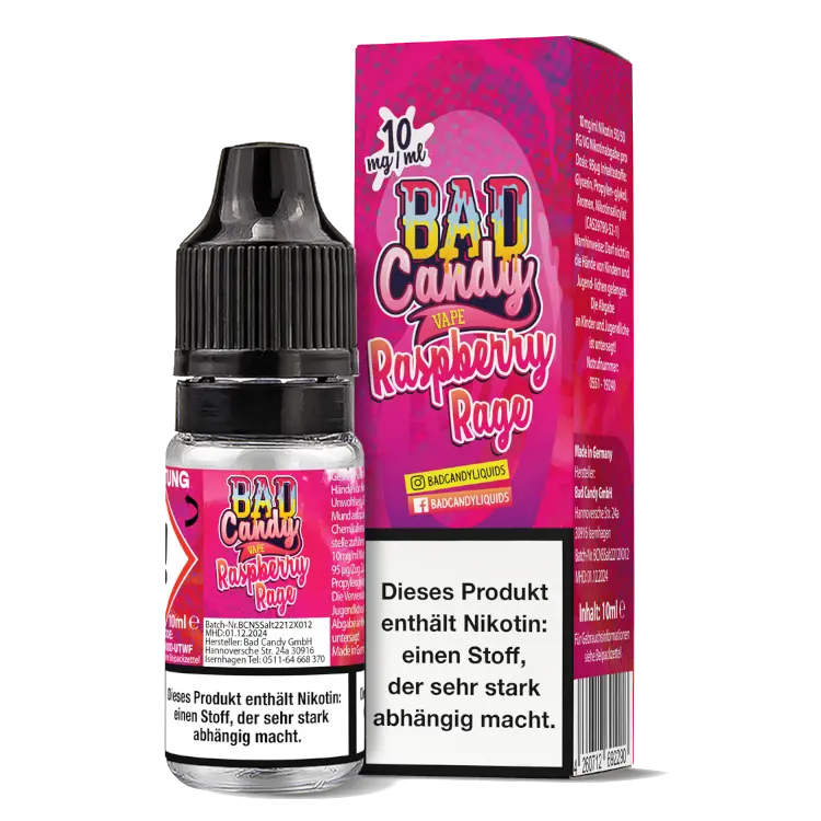 Bad Candy Nikotinsalz Liquid 10ml Raspberry Rage 10 mg