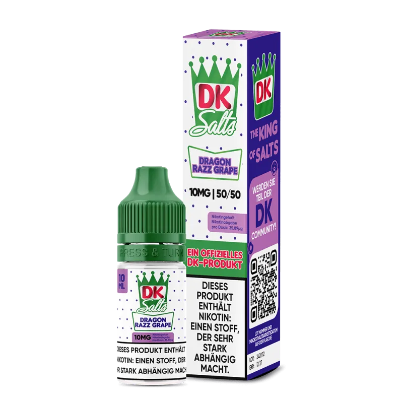 DK Salts Nikotinsalz Liquid 10ml - Dragon Razz Grape 20mg
