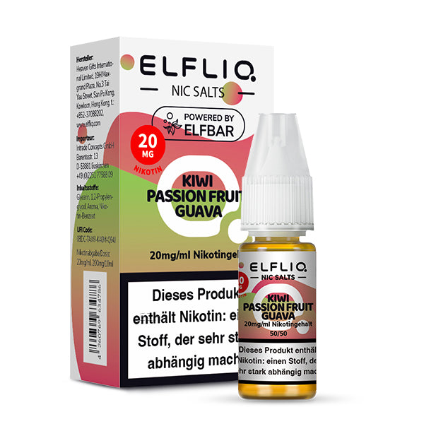 Elfbar ELFLIQ Nikotinsalz Liquid 10 ml Kiwi PassionFruit Guava 20 mg