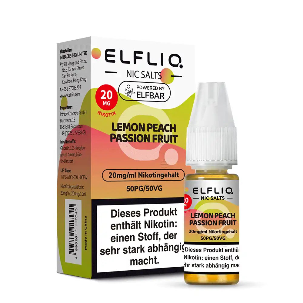 ELFLIQ Nikotinsalz Liquid 10ml - Lemon Peach Passion