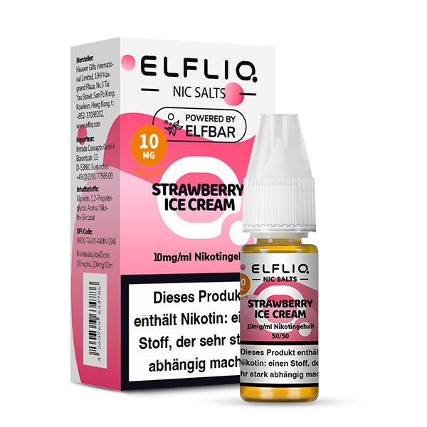 Elfbar ELFLIQ Nikotinsalz Liquid 10 ml Strawberry Ice Cream 10 mg