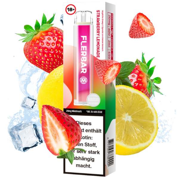 Einweg E-Zigarette Flerbar M600 Strawberry Lemonade
