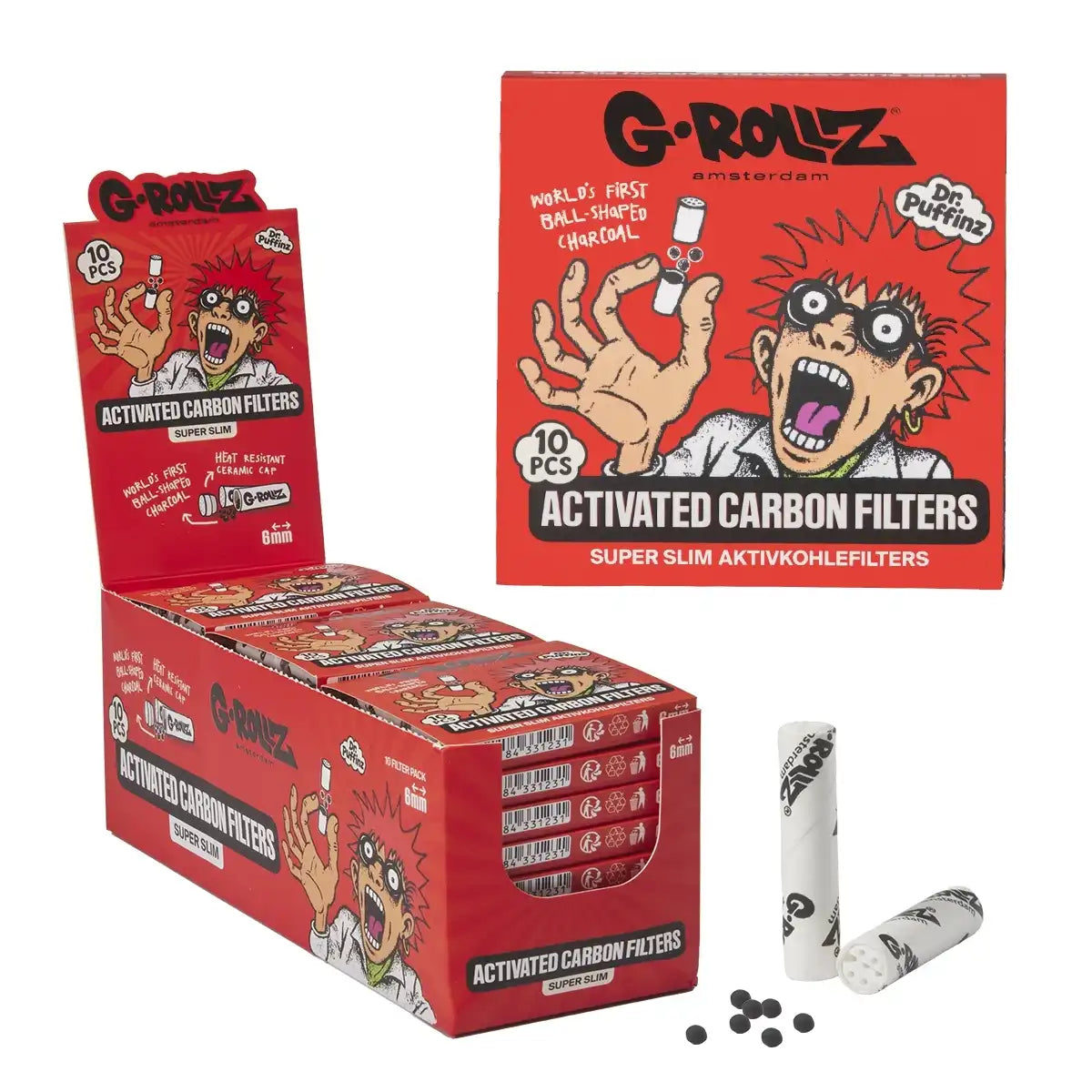 G-Rollz Aktivkohlefilter Ø6mm Weiß - 10 Stück