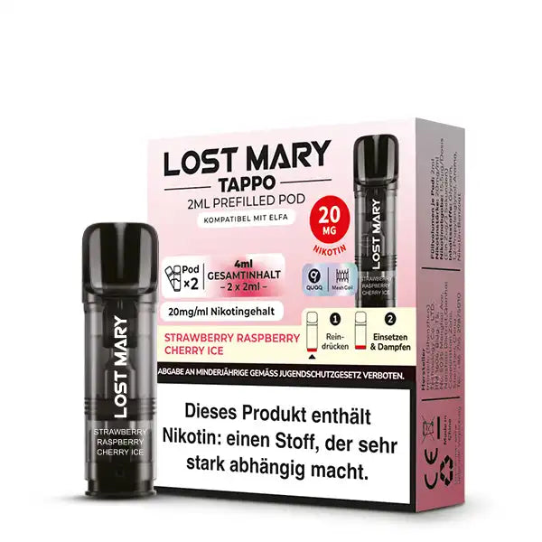 Lost Mary TAPPO prefilled Pod - 2 Stk. - Strawberry Raspberry Cherry Ice