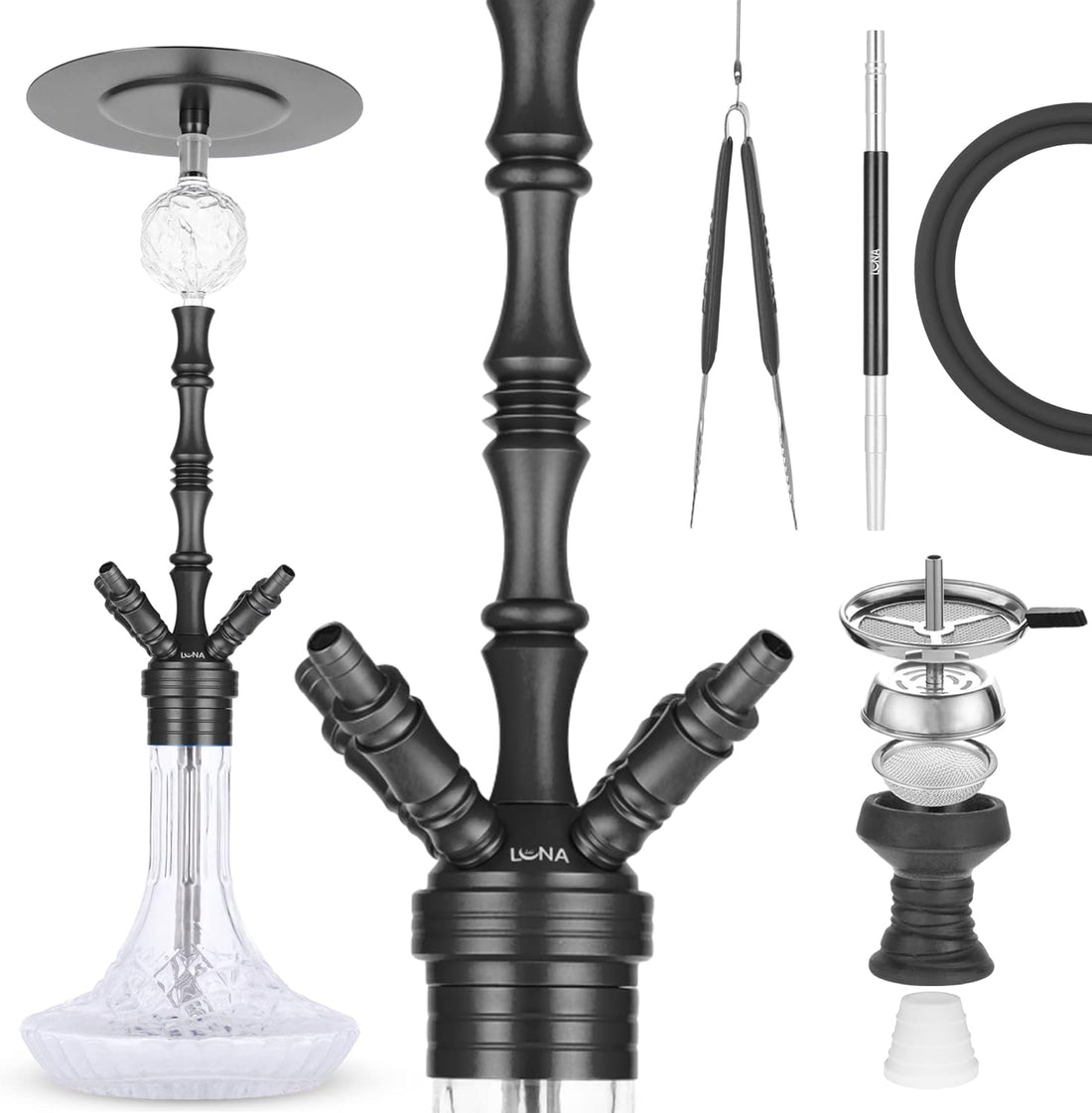 Aluminium Shisha Luna Hookah Praedo 2.0 Schwarz