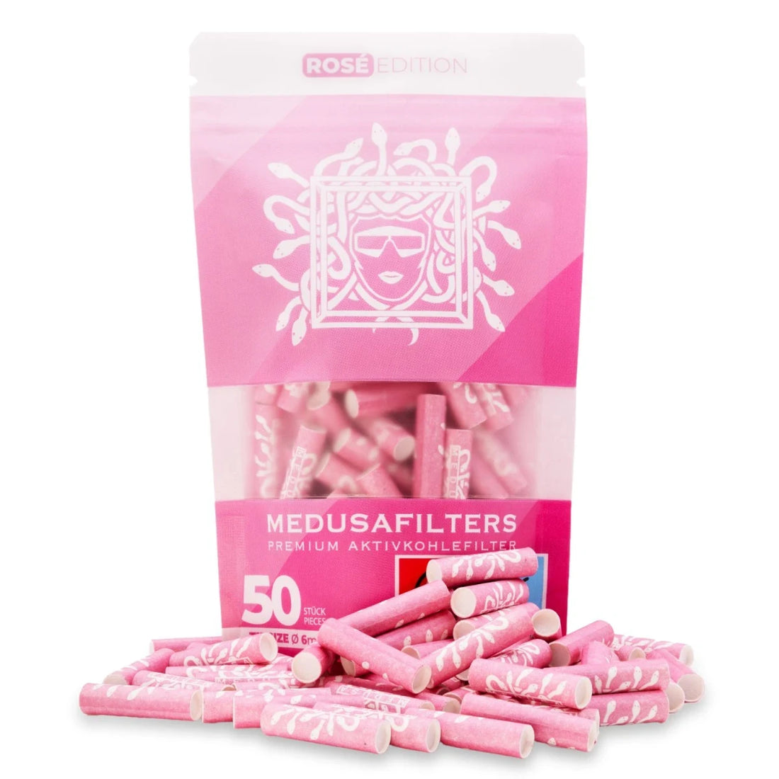 Medusafilters Aktivkohlefilter 6mm Rose - 50 Stück