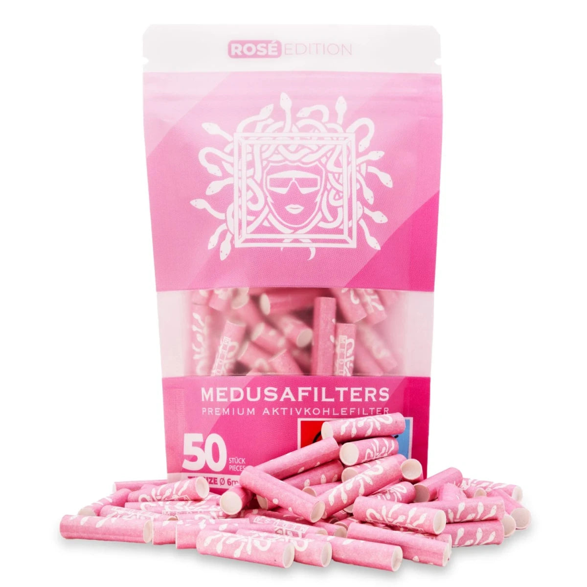 Medusafilters Aktivkohlefilter 6mm Rose - 50 Stück