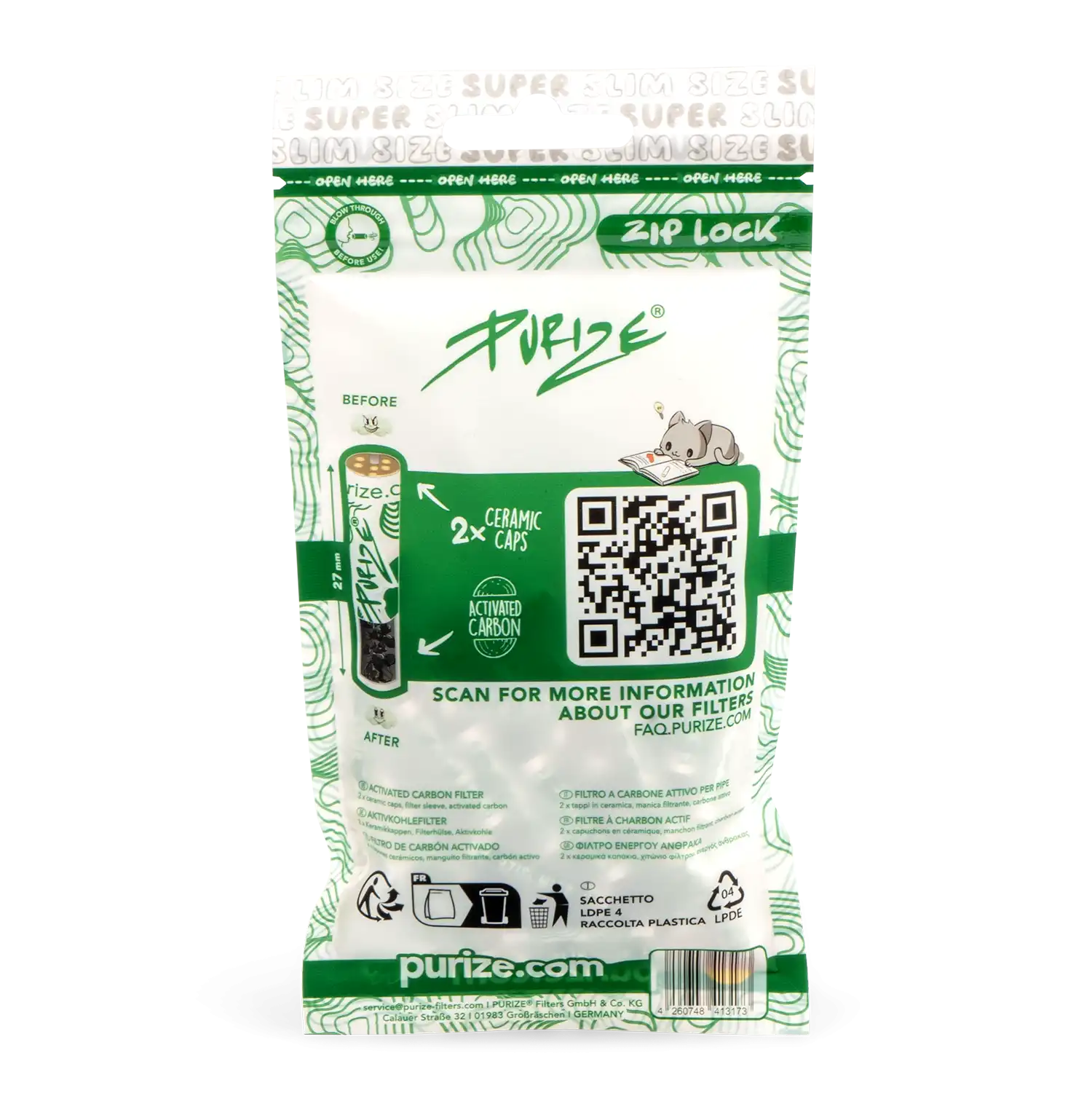 Purize Aktivkohlefilter Super Slim - 50 Stück im Beutel