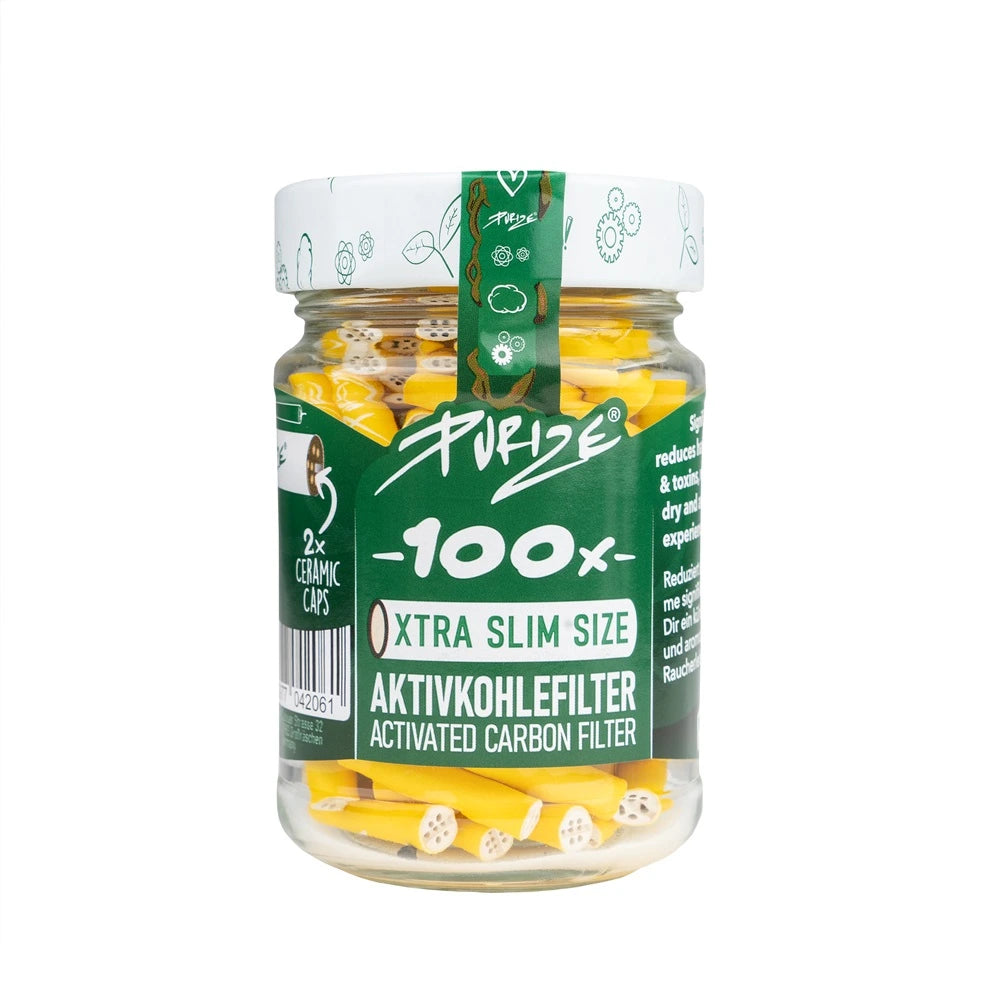 Purize Aktivkohlefilter XTRA Slim 100 Stück Glas Gelb