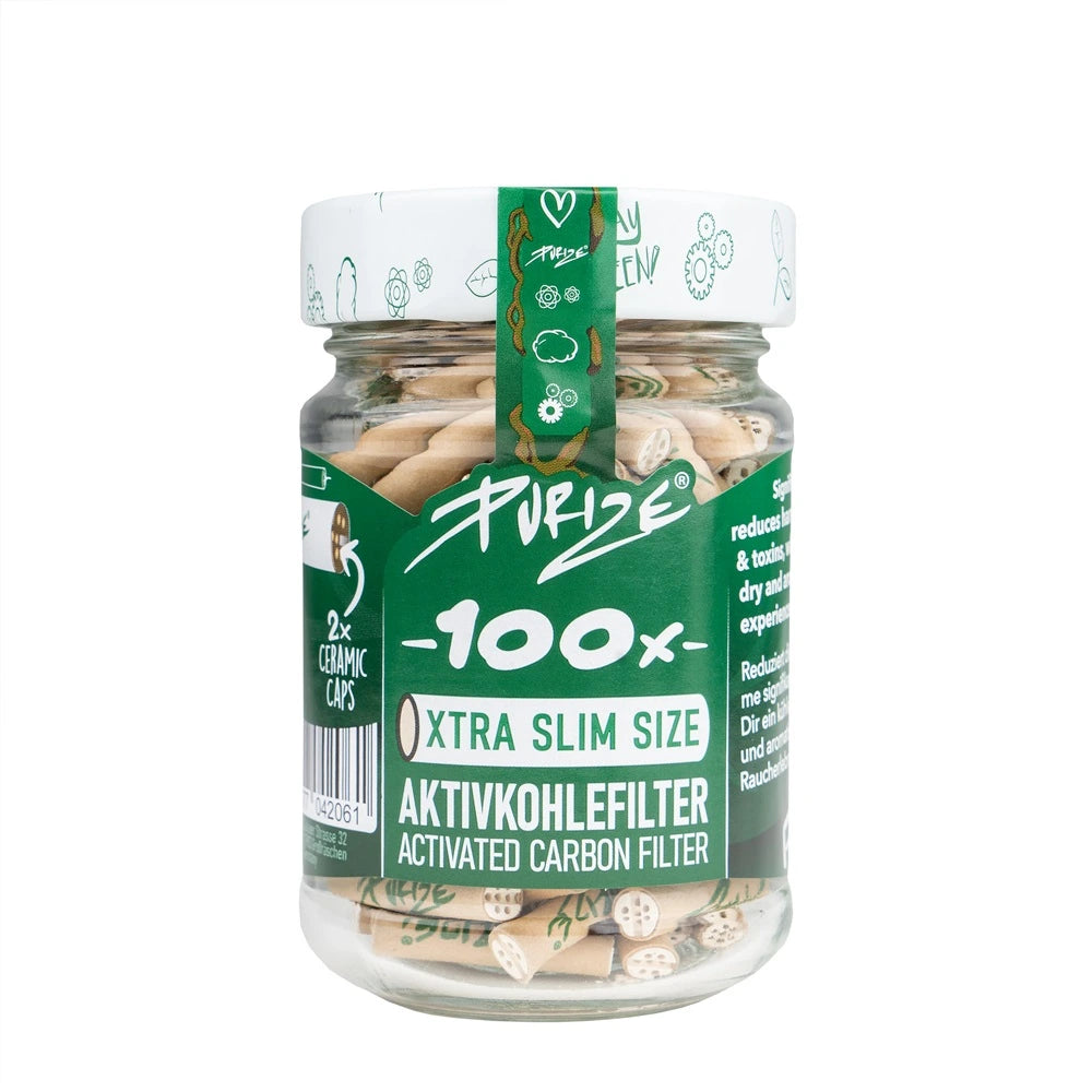 Purize Aktivkohlefilter XTRA Slim 100 Stück Glas Organic