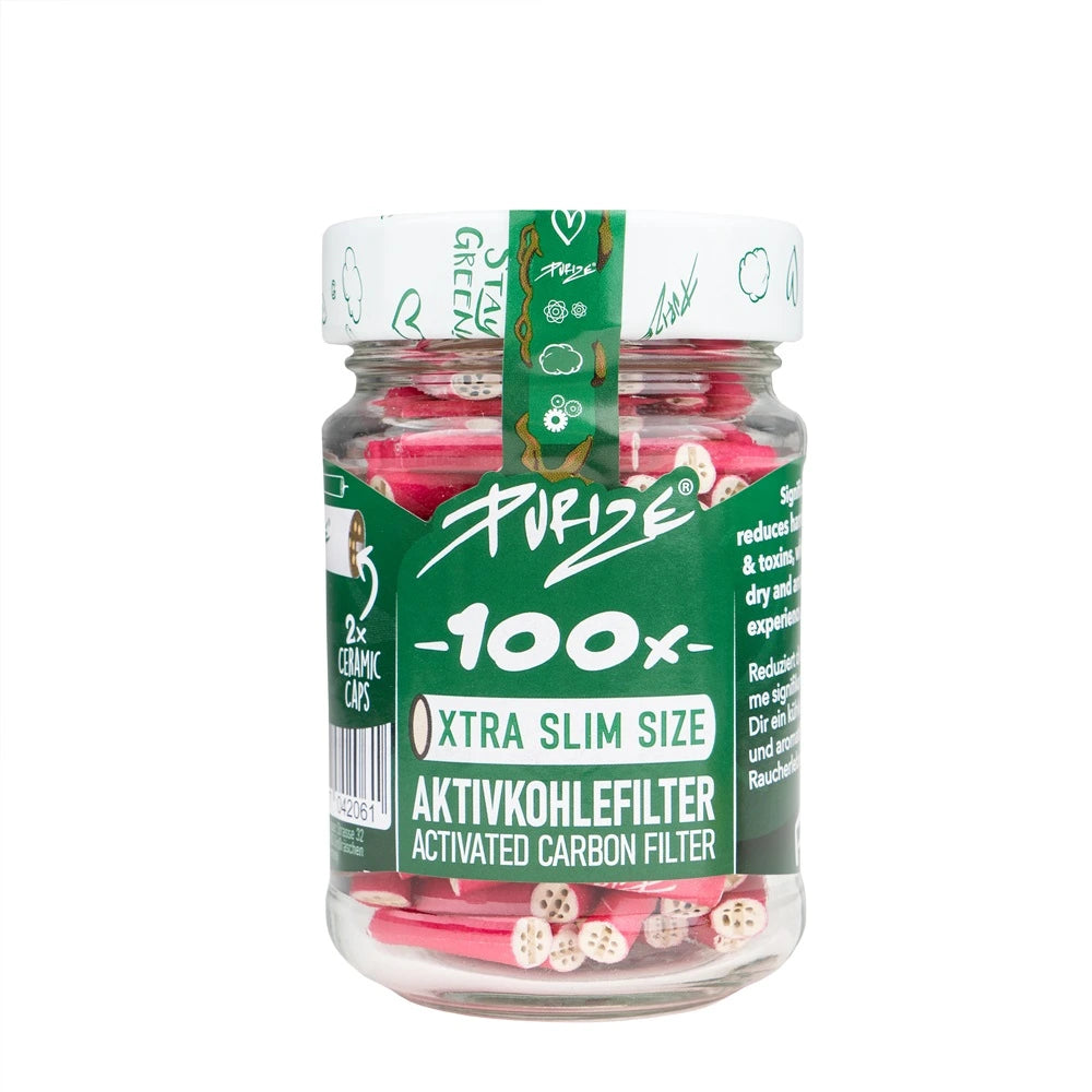 Purize Aktivkohlefilter XTRA Slim 100 Stück Glas Pink