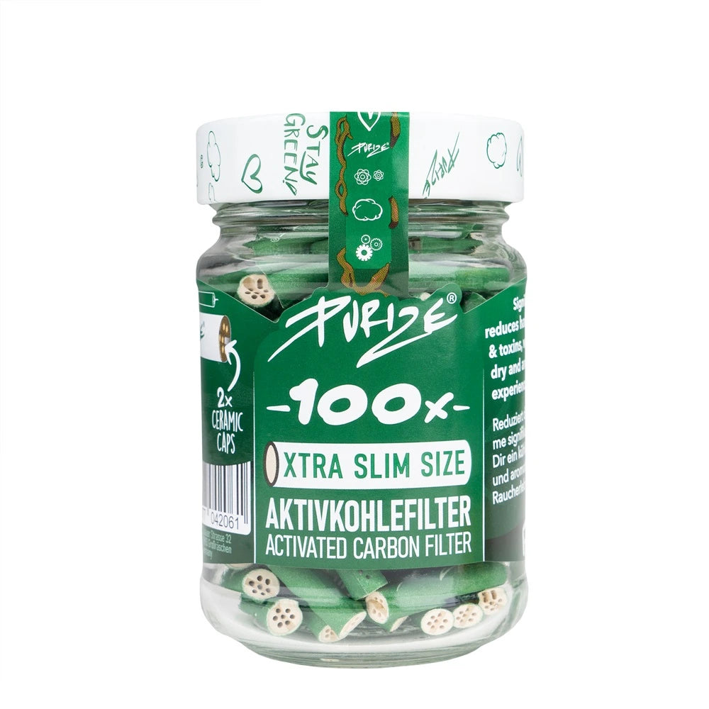 Purize Aktivkohlefilter XTRA Slim 100 Stück Glas Grün