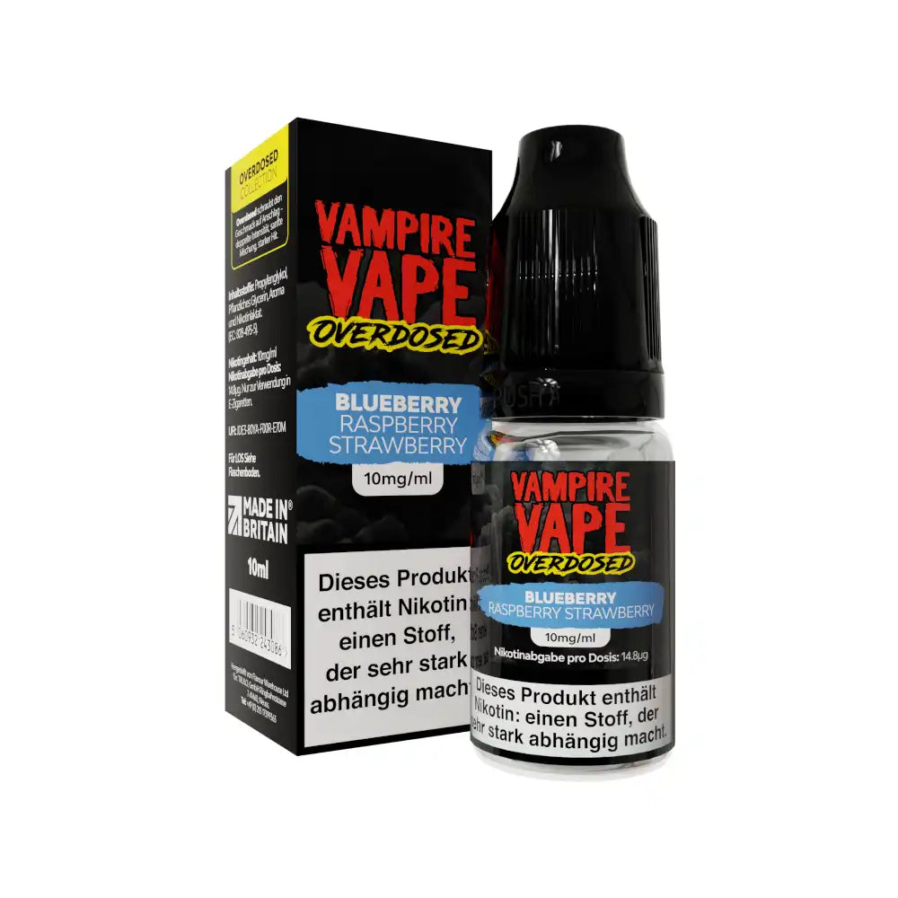 Vampire Vape Overdosed Nikotinsalz Liquid 10ml - Blueberry Raspberry Strawberry 20mg